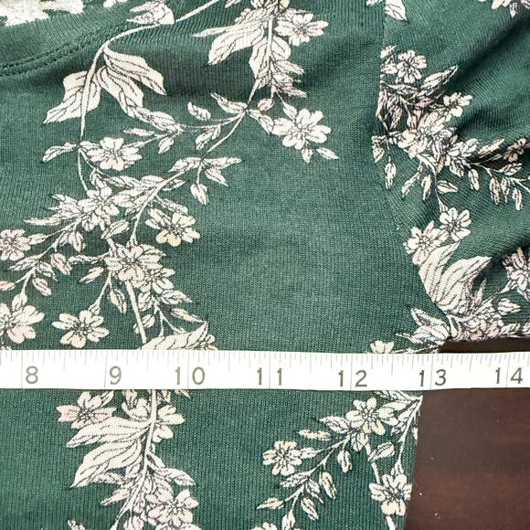 BCBGMAXAZRIA Semi-Sheer Floral Long Sleeve Top Spruce Combo Green Size XXS NWT - Picture 10 of 13